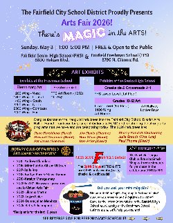 FCSD Arts Fair Handout, which includes exhibit locations and other information for the day.